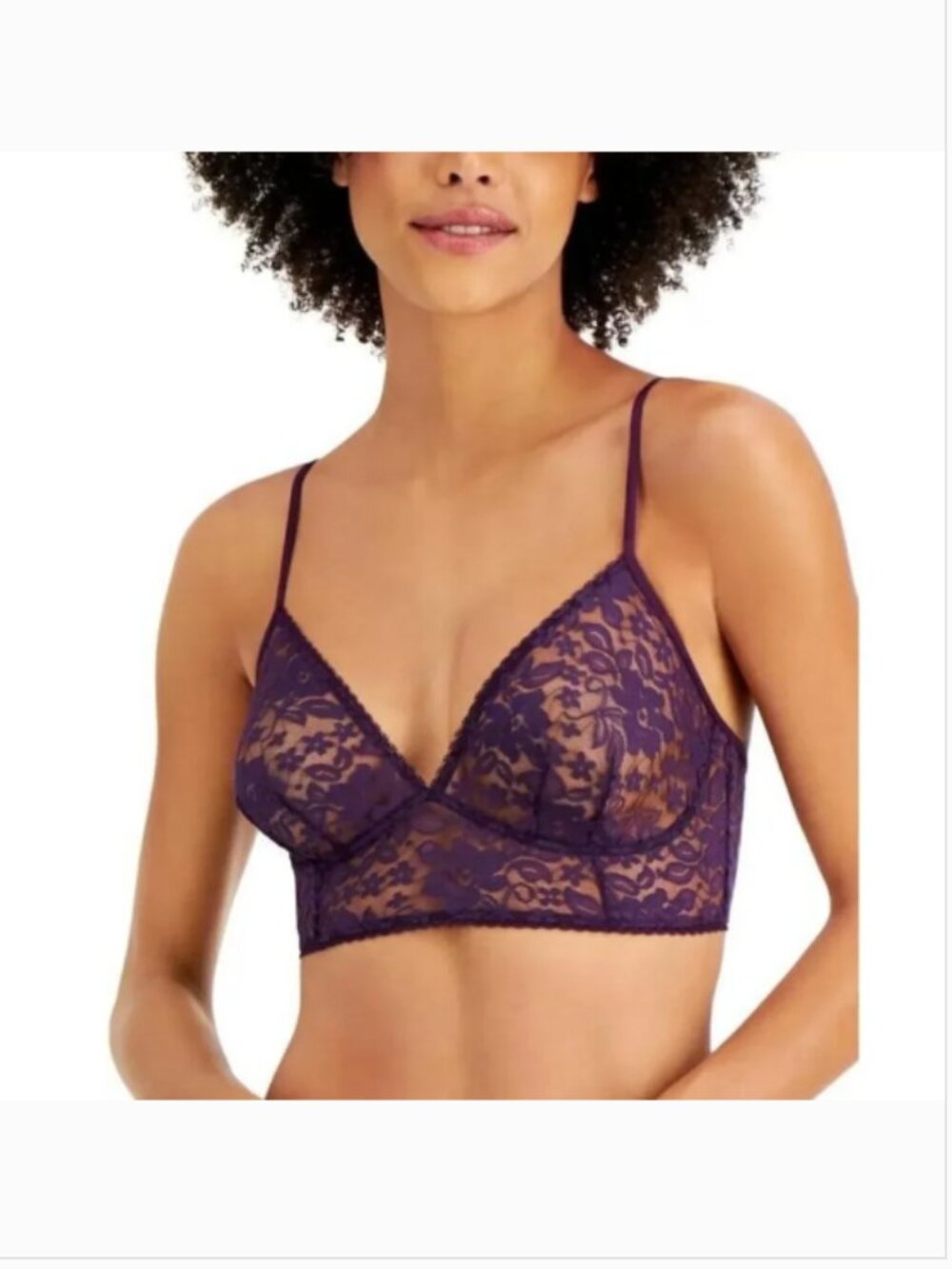 INC International Concepts Lace Unlined Bralette, Purple Dynasty - Medium - NWT